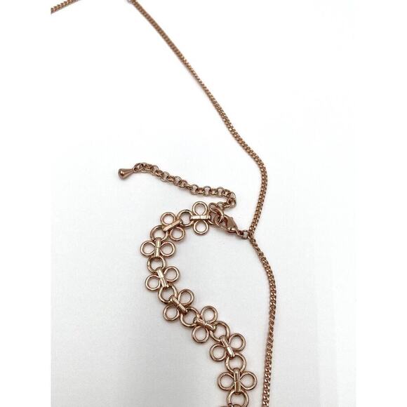 LUV AJ Necklace Rose Gold Tone Asymmetrical Long Two Strands 35”+3” - Picture 6 of 10